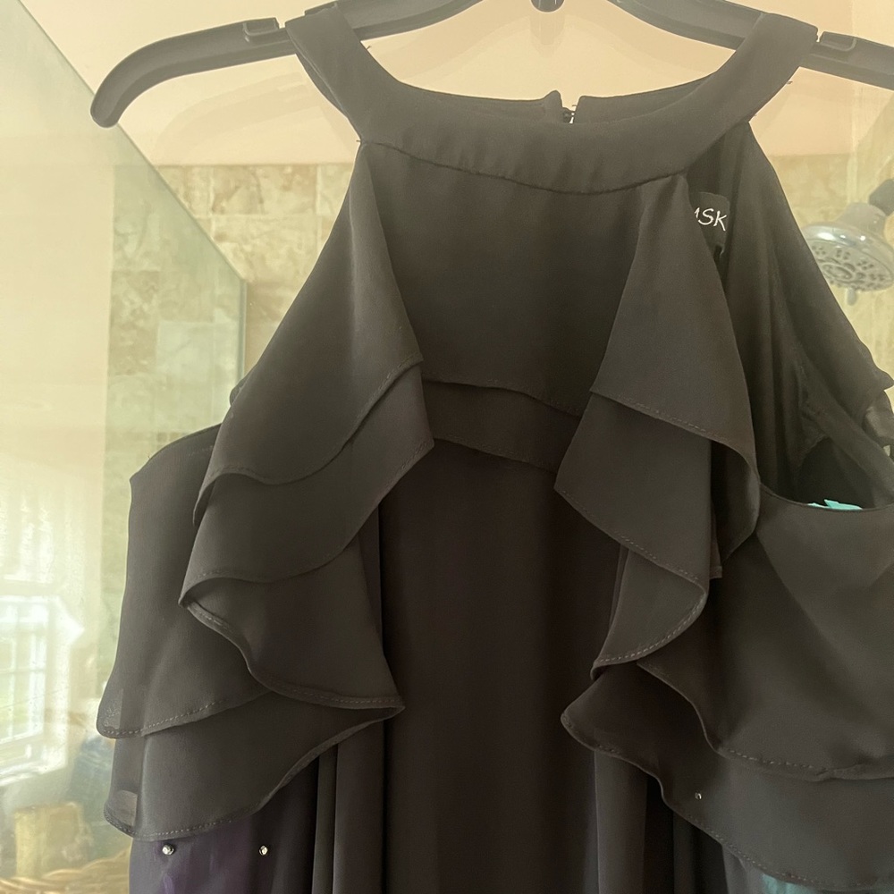 MSK black chiffon dress